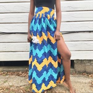 African print flared skirt